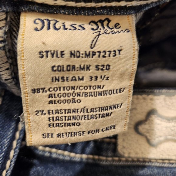 Miss Me Embellished Mid Rise Custom Cut Bermuda Denim Shorts Blue - Picture 7 of 8